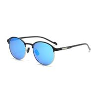 HPIRME Lunettes de soleil polarisées en métal, monture demi-cercle colorée tendance pour hommes et femmes (nouveauté 1bleu)