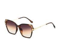 HPIRME Lunettes de soleil Polygon à double couleur pour femmes, dégradé tendance UV400 (dégradé léopard thé)