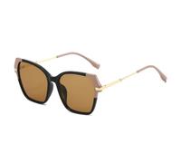 HPIRME Lunettes de soleil Polygon à double couleur pour femmes, mode dégradée, protection UV400 (noir, kaki, thé)