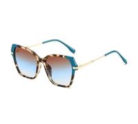 HPIRME Lunettes de soleil Polygon à double couleur pour femmes, style tendance, dégradé UV400 (bleu thé léopard)