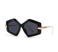 HPIRME Lunettes de soleil polygonales de grande taille pour femmes, surdimensionnées, protection solaire, dégradé UV400, 1, taille unique