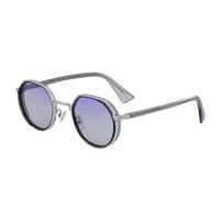 HPIRME Lunettes de soleil polygonales vintage punk pour femmes, rondes, tendance, de luxe, pour l'extérieur, UV400 (C7LightSilverGray)