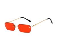 HPIRME Lunettes de soleil punk métal à monture rectangulaire sans contour pour femmes, protection UV400 (rouge doré)