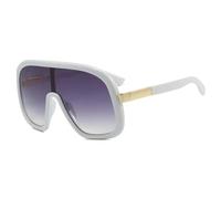 HPIRME Lunettes de soleil Punk One-Piece Oversized pour femmes, luxe homme UV400 (blanc gris)