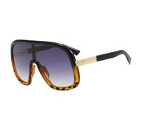 HPIRME Lunettes de soleil Punk One-Piece Oversized pour femmes, luxe homme UV400 (noir léopard gris)