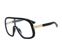 HPIRME Lunettes de soleil Punk One-Piece Oversized pour femmes, luxe homme UV400 (noir transparent)