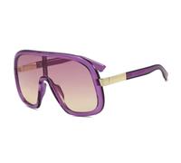 HPIRME Lunettes de soleil Punk One-Piece Oversized pour femmes, luxe homme UV400 (violet rose thé)