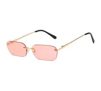 HPIRME Lunettes de soleil punk pour femmes, monture rectangulaire sans contour, style rectangulaire, protection UV400 (or et rose)