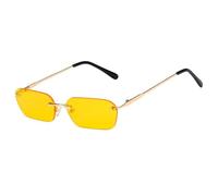HPIRME Lunettes de soleil punk style métal, monture rectangulaire sans contour, protection UV400 (jaune doré)