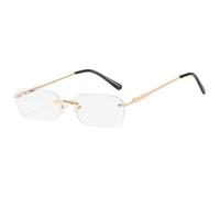 HPIRME Lunettes de soleil punk style punk, monture rectangulaire sans contour, protection UV400 (dorées et transparentes)