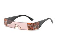 HPIRME Lunettes de soleil rectangulaires à monture plate pour homme et femme, style vintage, sans monture (C5 rose)