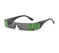 HPIRME Lunettes de soleil rectangulaires à monture plate pour homme et femme, style vintage, sans monture (C1 Noir)