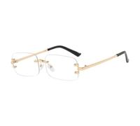 HPIRME Lunettes de soleil rectangulaires de luxe tendance sans monture, à pieds en métal, pour femmes et hommes, protection UV400 (doré transparent)