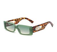 HPIRME Lunettes de soleil rectangulaires femmes lunettes de soleil carrées hommes léopard punk lunettes nuances UV400, vert léopard, taille unique