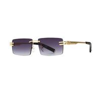 Lunettes de Soleil rectangulaires rétro sans Monture mâle métal doré Femme Lunettes de Soleil carrées Hommes sans Monture UV400, Or avec Gris, Taille Unique