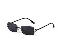 HPIRME Lunettes de soleil rectangulaires sans monture pour hommes, lunettes de soleil carrées en métal pour femmes, verres dégradés sans cadre UV400, C1 NOIR, taille unique