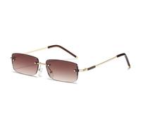 HPIRME Lunettes de soleil rectangulaires tendance pour femmes, verres dégradés transparents, sans monture, style océan, verres UV400 (dégradé thé doré)