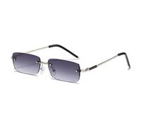 HPIRME Lunettes de soleil rectangulaires tendance pour femmes, verres dégradés transparents, sans monture, style océan, UV400 (dégradé gris argenté)