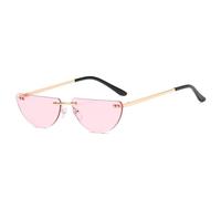 HPIRME Lunettes de soleil rétro demi-rondes pour femmes, monture de lunettes en métal sans bordure, lunettes décoratives pour hommes, 5, taille unique