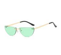 HPIRME Lunettes de soleil rétro demi-rondes pour femmes, monture de lunettes en métal sans bordure, lunettes décoratives pour hommes, 2, taille unique