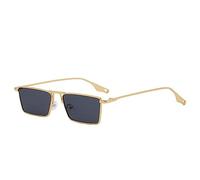 HPIRME Lunettes de soleil rétro étroites rectangulaires en métal femmes hommes lunettes de soleil hip-hop été Protection UV pare-soleil, 4, taille unique