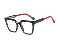 HPIRME Lunettes de soleil rétro tendance, monture bicolore, grande taille, œil de chat, TR90 (C1 Noir Rouge)