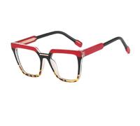 HPIRME Lunettes de soleil rétro tendance, monture bicolore, style œil de chat, grande taille, TR90 (C6 Rouge Jaune)