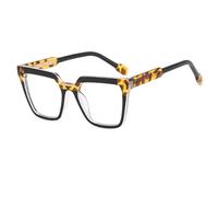 HPIRME Lunettes de soleil rétro tendance, monture bicolore, style œil de chat, grande taille, TR90 (C8 Noir/Jaune)
