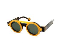HPIRME Lunettes de soleil rondes en acétate à clip, design fait main, pour femmes et hommes, mode extérieure, protection UV400, style vintage (C3)