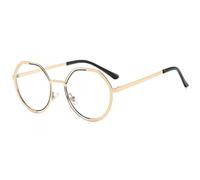 HPIRME Lunettes de soleil rondes rétro, monture légère et confortable (dorées et transparentes)