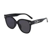 HPIRME Lunettes de soleil rondes style rétro pour femmes, protection UV (noir et gris)