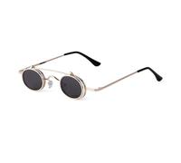 HPIRME Lunettes de soleil rondes vintage style hip-hop pour femmes, style steampunk, ovales en métal, UV400 (2)