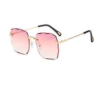 HPIRME Lunettes de soleil sans monture pour femmes Lunettes de soleil carrées Lunettes surdimensionnées pour femmes Lunettes dégradées Femme, C4Gold, Rose dégradé, taille unique