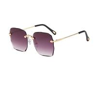 HPIRME Lunettes de soleil sans monture pour femmes Lunettes de soleil carrées Lunettes surdimensionnées pour femmes Lunettes dégradées Femme, C1Gold, Gris dégradé, taille unique
