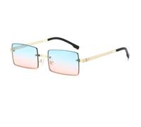 HPIRME Lunettes de soleil sans monture pour femmes, rectangulaires, dégradées, UV400 (or, bleu, rose)
