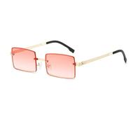 HPIRME Lunettes de soleil sans monture pour femmes, rectangulaires, dégradées, UV400 (or et rose)