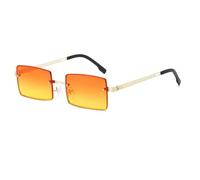 HPIRME Lunettes de soleil sans monture pour femmes, rectangulaires, dégradées, UV400 (or-orange)