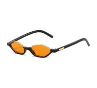 HPIRME Lunettes de soleil semi-métalliques à monture œil de chat polygonale pour femmes, couleurs tendance, protection UV400 pour hommes (noir et orange)
