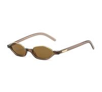 HPIRME Lunettes de soleil semi-métalliques à monture œil de chat polygonale pour femmes, teintes bonbon tendance, protection UV400 pour hommes (Tea tea)