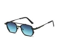 HPIRME Lunettes de soleil Steampunk pour hommes, montures en métal, style punk (gris-vert)