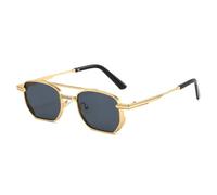 HPIRME Lunettes de soleil Steampunk pour hommes, montures en métal, style punk (or gris)