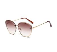 HPIRME Lunettes de soleil surdimensionnées œil de chat sans monture femmes grand cadre rétro métal lunettes de soleil dames conduite lunettes de soleil UV400 lunettes, C2 dégradé marron, UV400