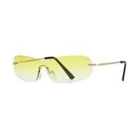 HPIRME Lunettes de soleil tendance à clous de riz pour homme, monture large, une pièce (jaune)