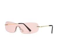 HPIRME Lunettes de soleil tendance à clous de riz pour homme, monture large, une pièce (rose)