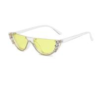 HPIRME Lunettes de soleil tendance demi-monture UV400 pour femme, style luxueux (transparent-jaune)