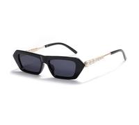 HPIRME Lunettes de soleil vintage à petite monture pour femme UV400 avec perles carrées, 4, taille unique