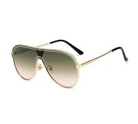 HPIRME Lunettes de soleil vintage de luxe à monture plate pour femme, verres dégradés, rondes, pour la conduite (C6 marron rose)
