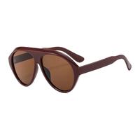 HPIRME Lunettes de soleil vintage One Piece pour femmes et hommes, monture large, style punk, protection UV400 (rouge-marron)