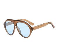HPIRME Lunettes de soleil vintage One Piece pour femmes et hommes, monture large, style punk, protection UV400 (bleu thé)