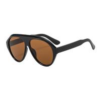 HPIRME Lunettes de soleil vintage One Piece pour femmes et hommes, monture large, style punk, protection UV400 (noir/marron)